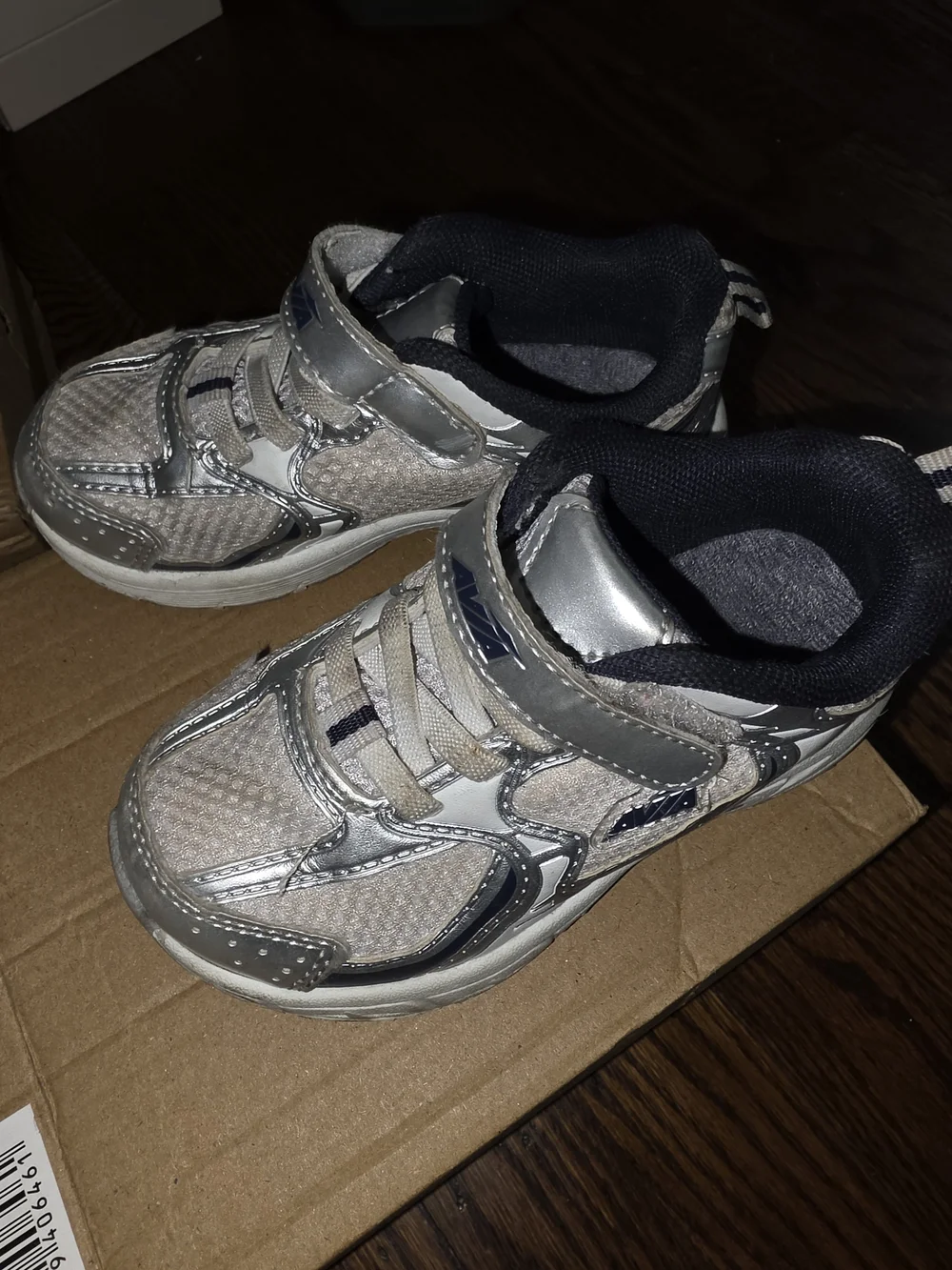 Kids Athletic Sneakers - Navy and Silver